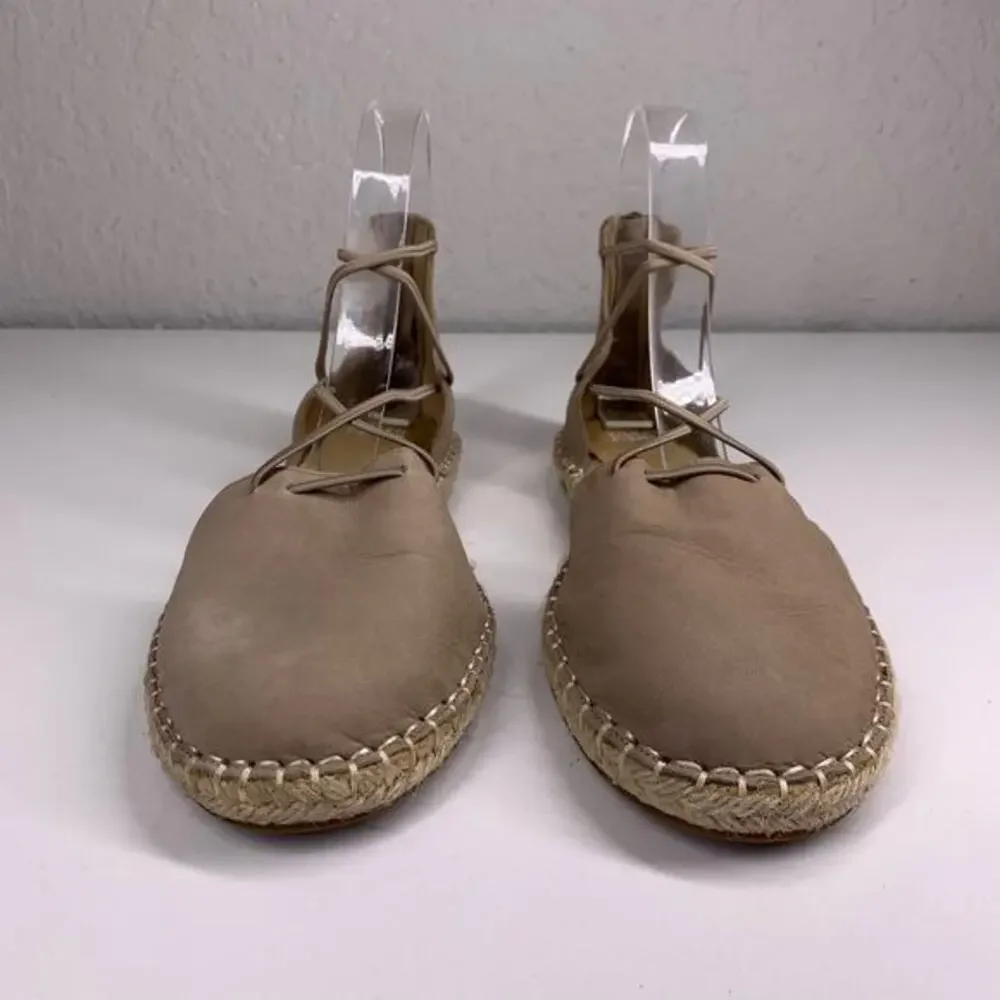 EILEEN FISHER Tan Nubuck‎ Lace-Up Espadrille Sandals Size 8.5